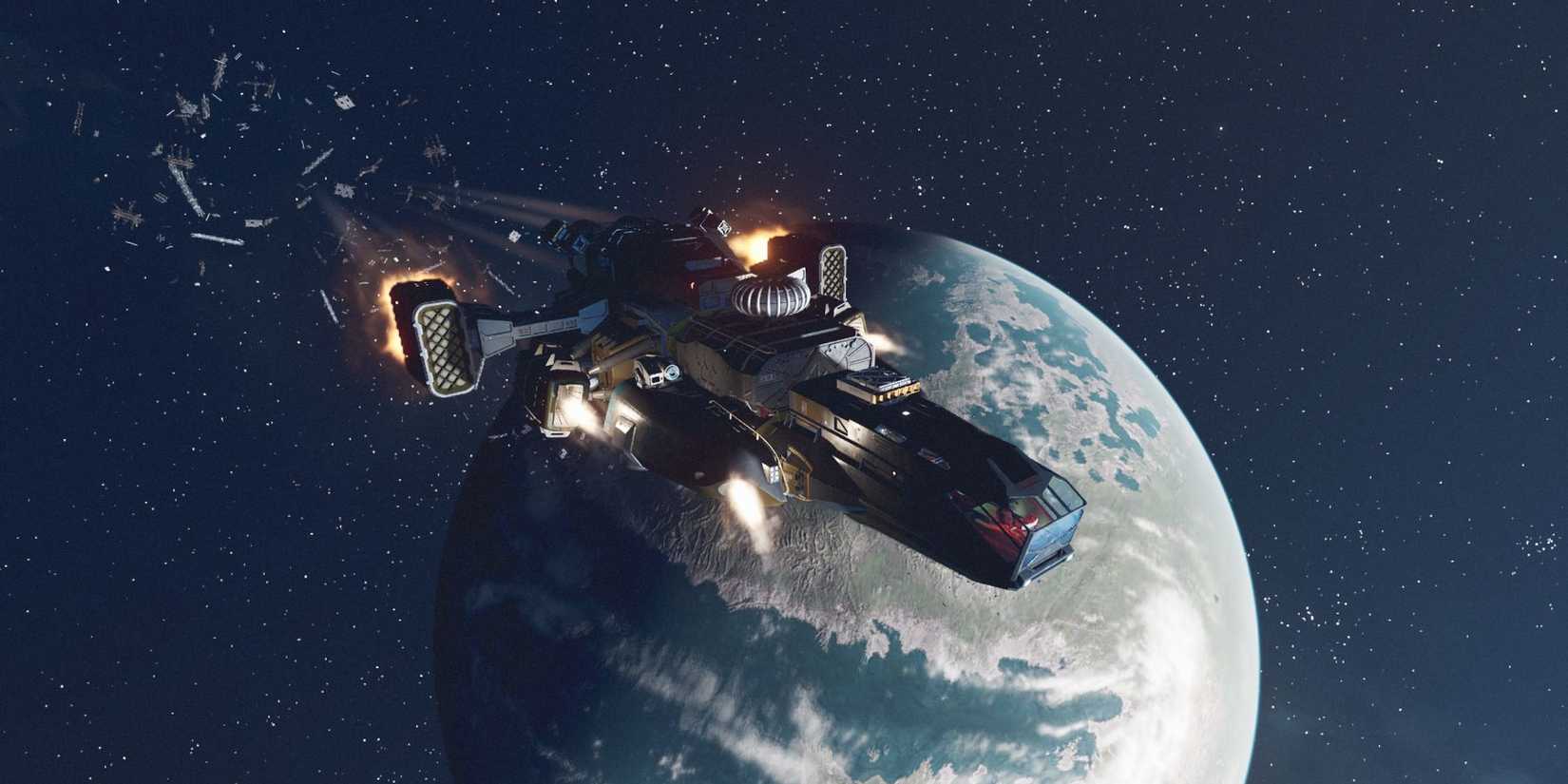 image showing the legendary razorleaf ship in starfield. 