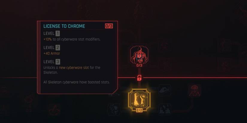 The License To Chrome skill in Cyberpunk 2077