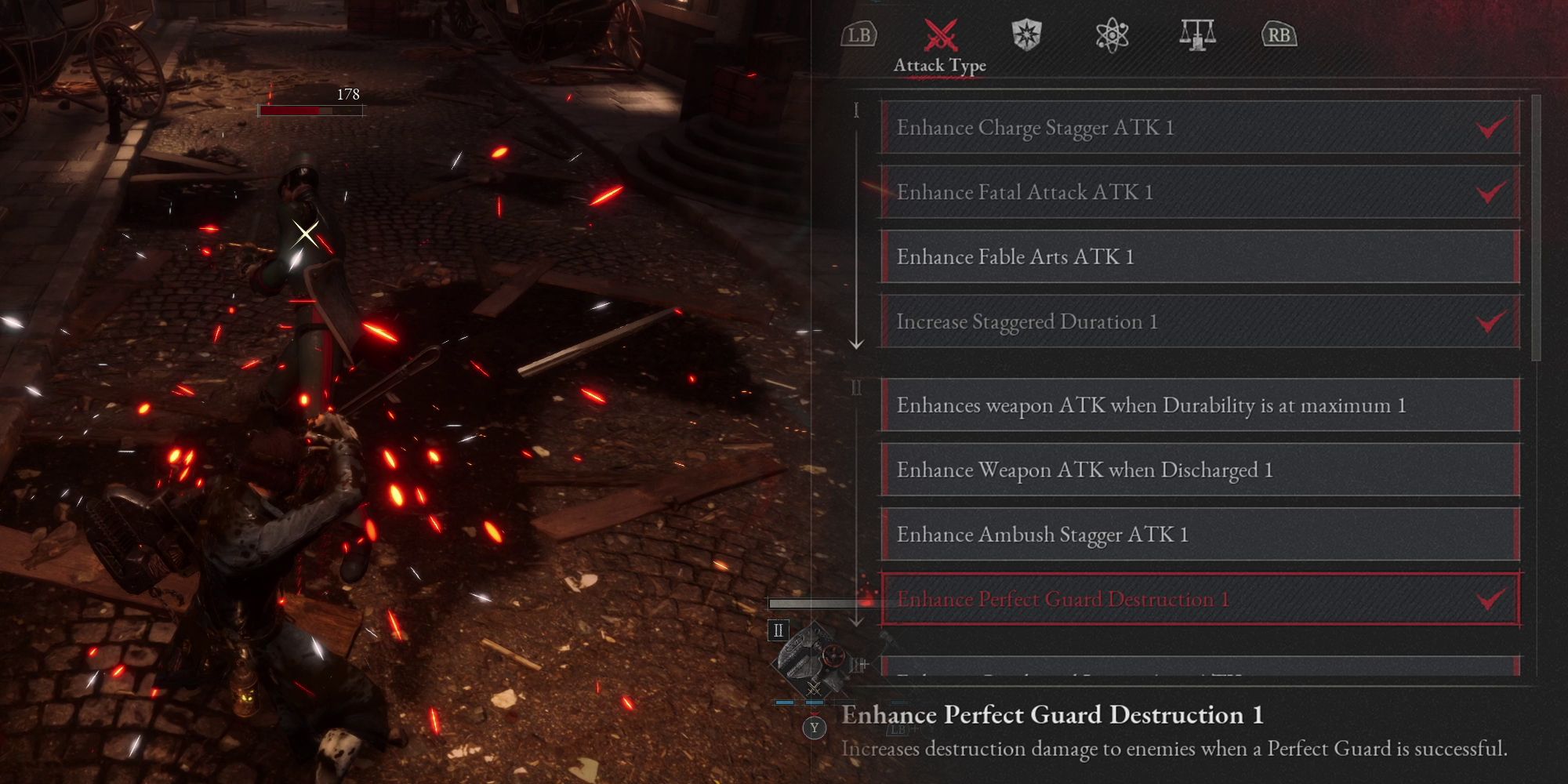 Lies of P- Perfect Guard Destruction Upgrade Next To Image Of Player Breaking Enemy Weapon With Perfect Guard