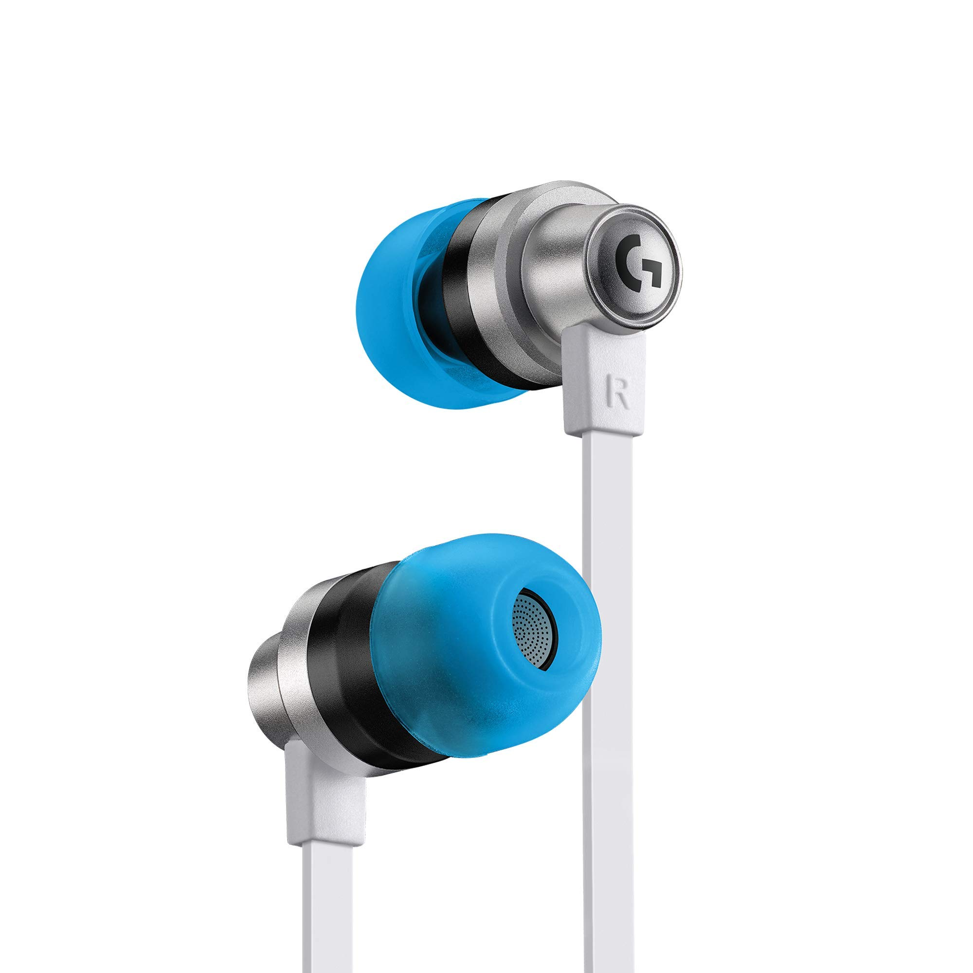 Blue and silver Logitech G333 gaming earphones