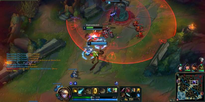 Ez and teammates attacking the opposing Turret