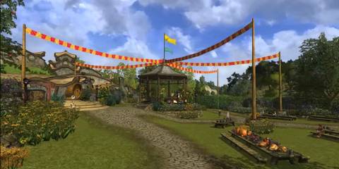 Entering a hobbit village in Lord of the Rings Online