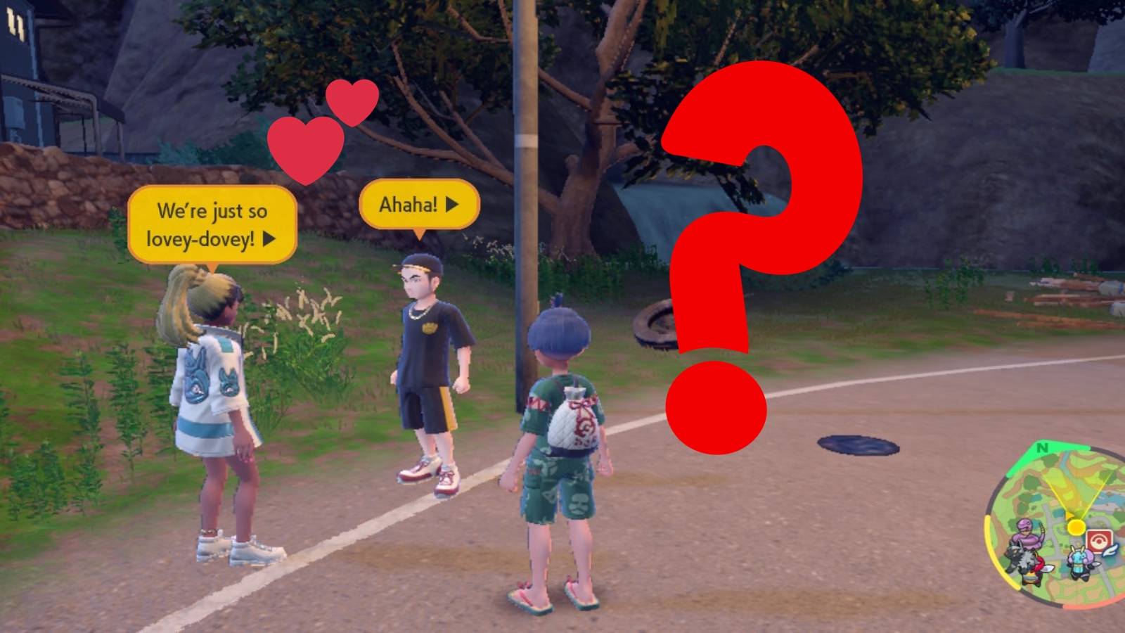 lovey dovey couple pokemon scarlet violet teal mask Mossui town