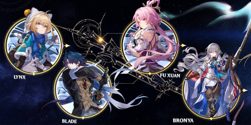 lynx-blade-fu xuan-and  bronya team in honkai star rail