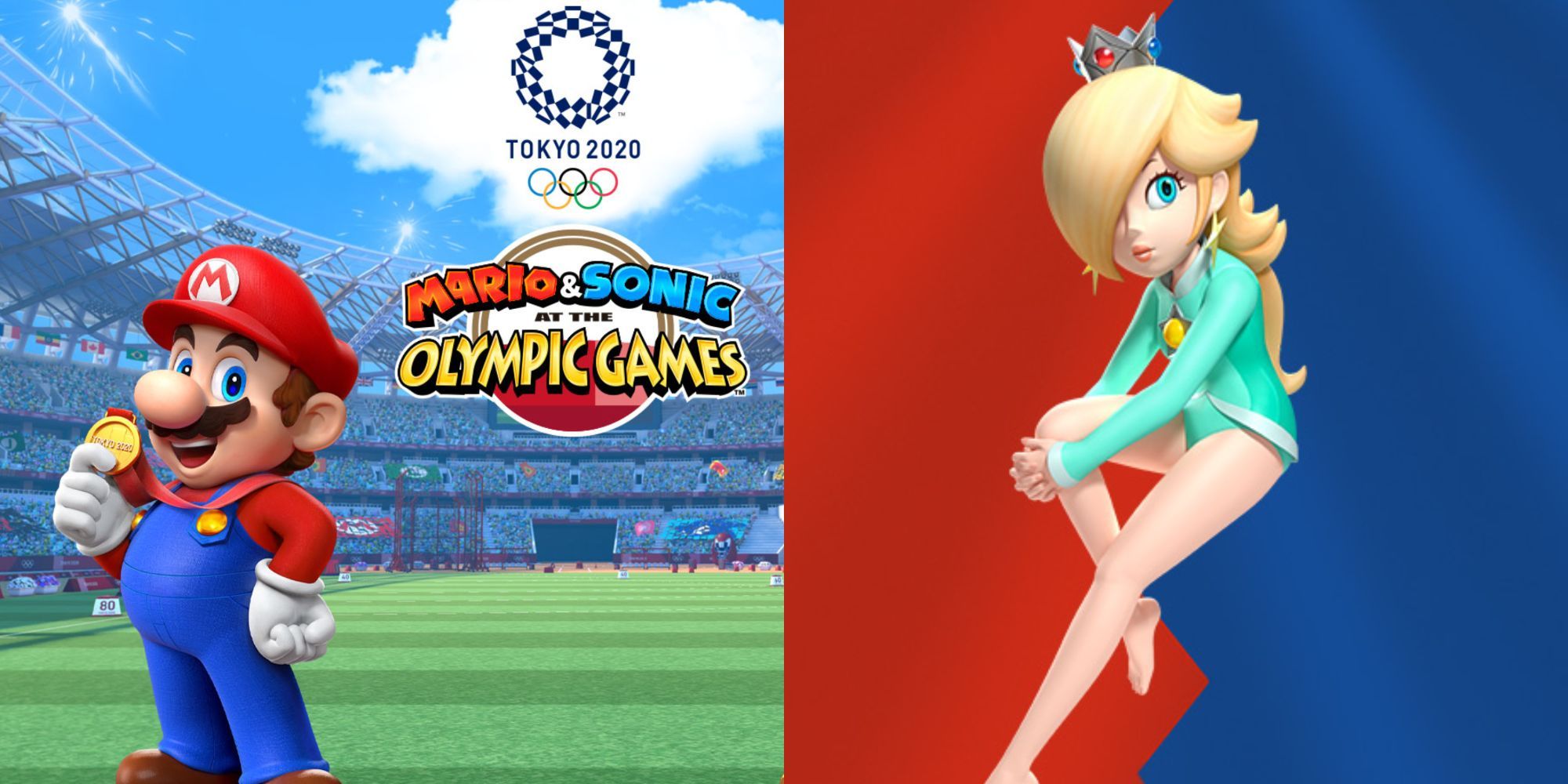 Rosalina at the 2016 Rio olympics, beside the poster for Mario and Sonic at the Olympic Games 2020