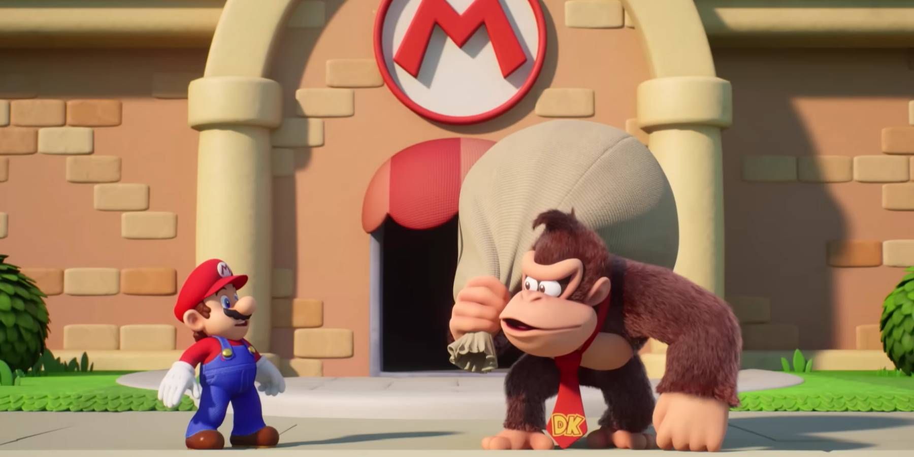 Mario and Donkey Kong in a cutscene for Mario vs. Donkey Kong