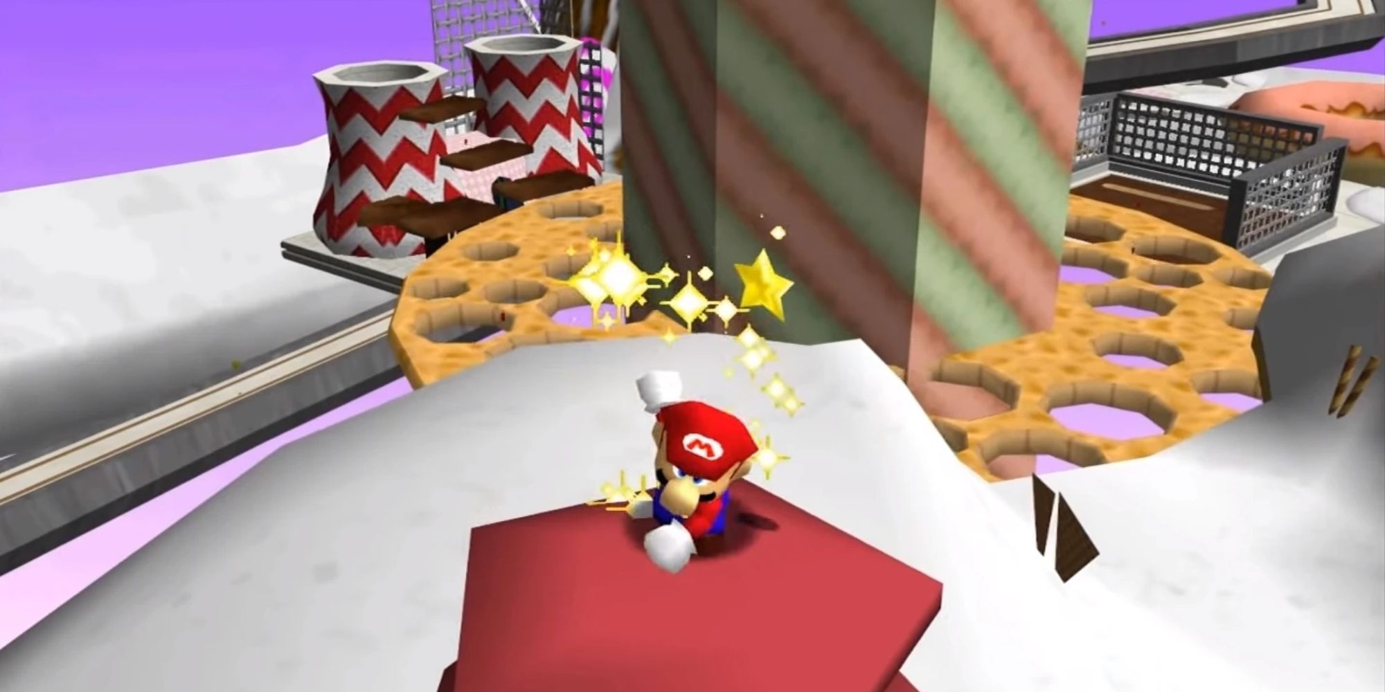 Mario knocked out in a dessert-themed world