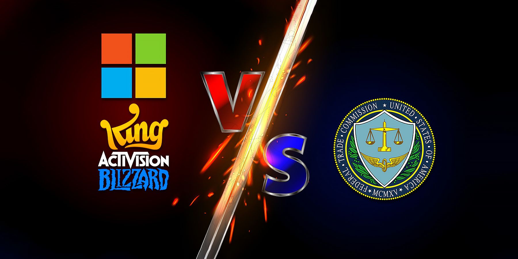 Microsoft Activision Blizzard King vs Federal Trade Commission FTC logo submarks