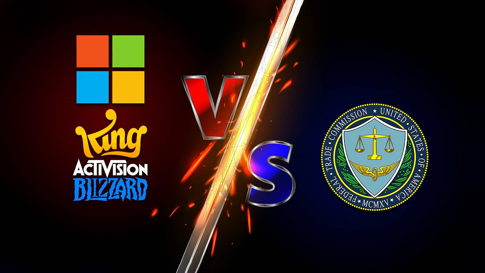 Microsoft Activision Blizzard King vs Federal Trade Commission FTC logo submarks