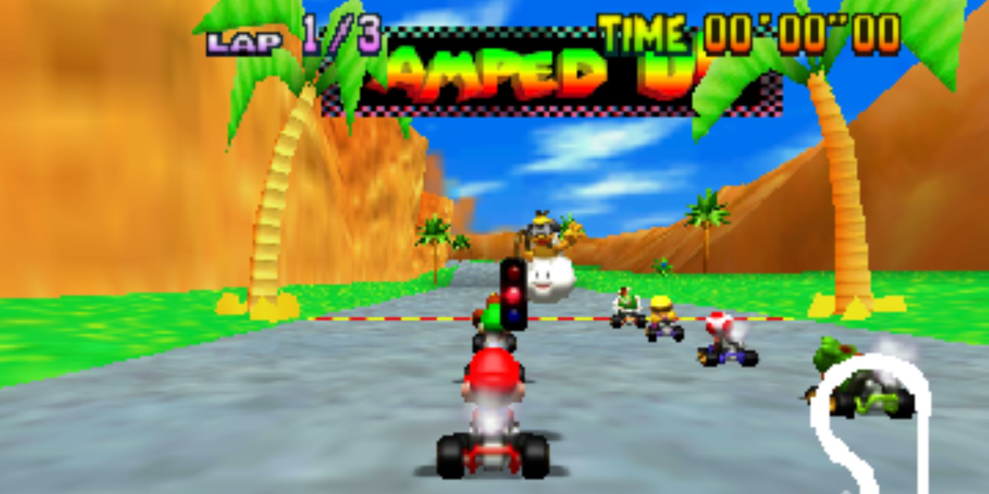 Mario about to race on an Amped Up course