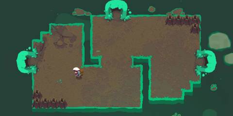 A player navigating a forest in Moonlighter