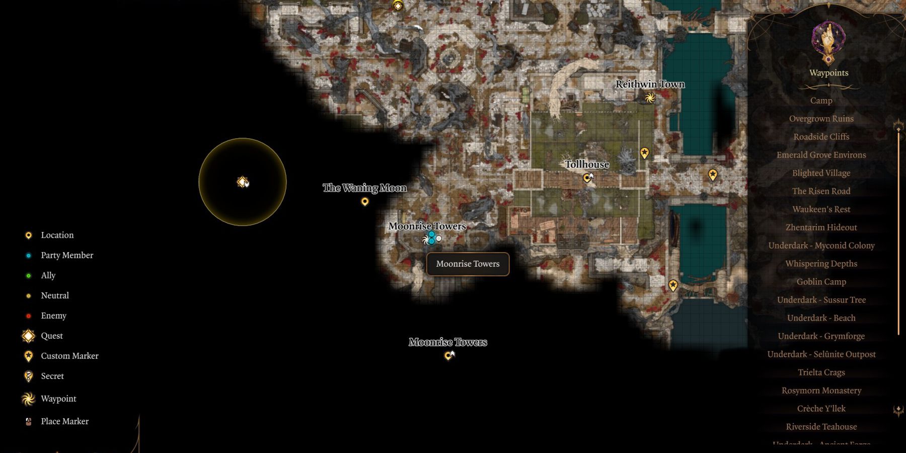 Moonrise Towers Location Map Baldur's gate 3