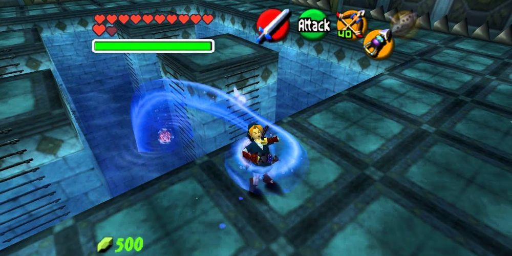 Morpha grabbing onto Link in the boss chamber of the Water Temple.