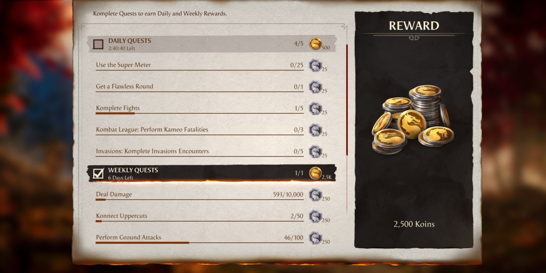 Mortal Kombat 1 Koins Guide Daily Weekly Quests Rewards