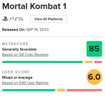 mortal kombat 1 reviews metacritic