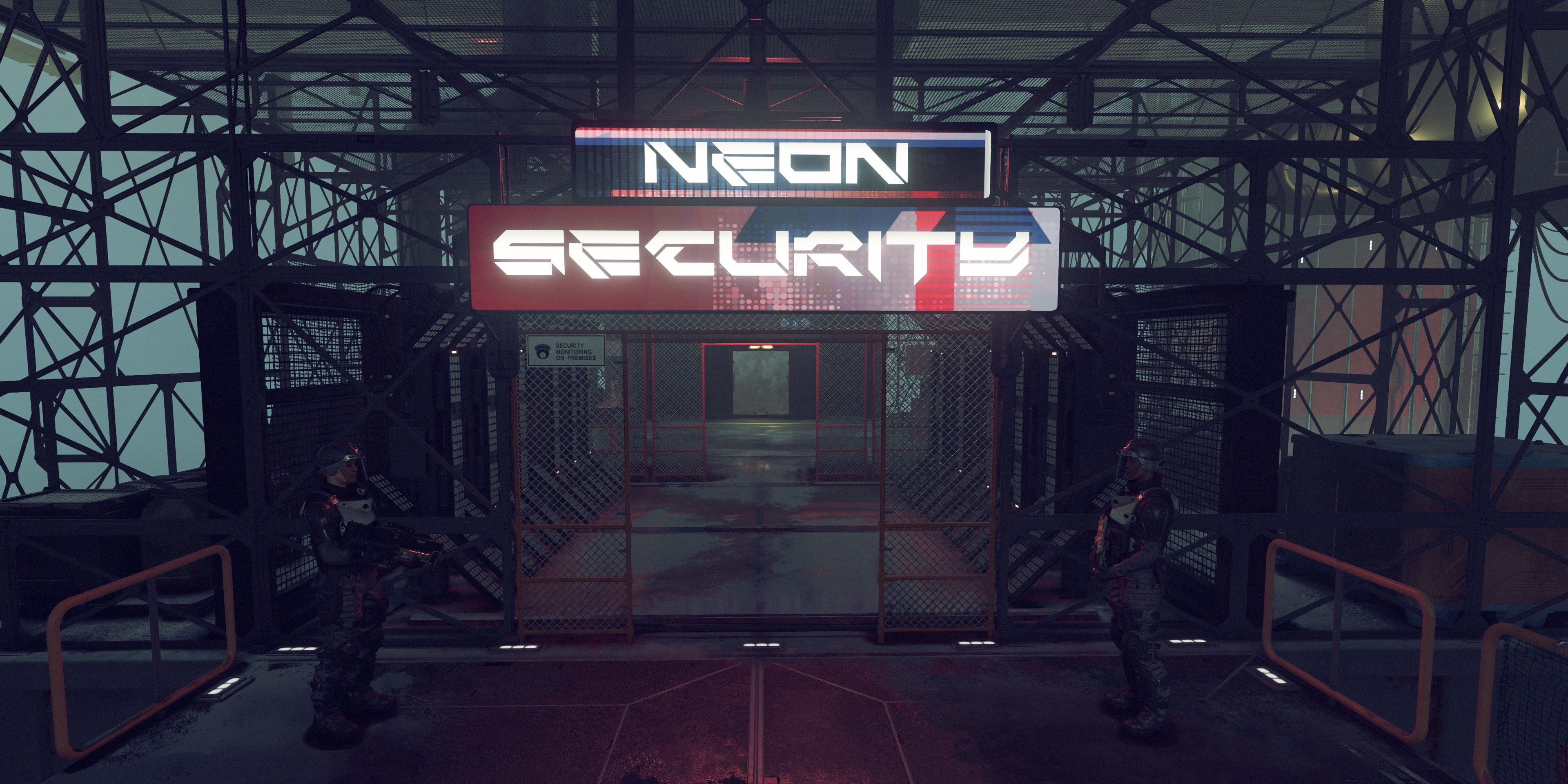 neon security checkpoint