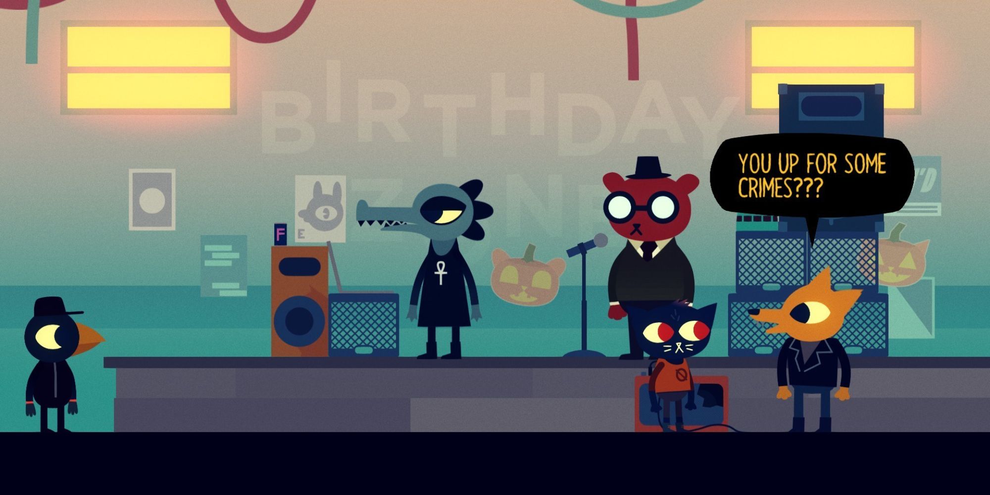 Mae attending a band rehearsal in Night in the Woods