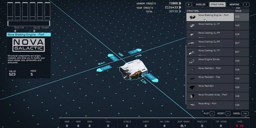 nova ship structural in starfield