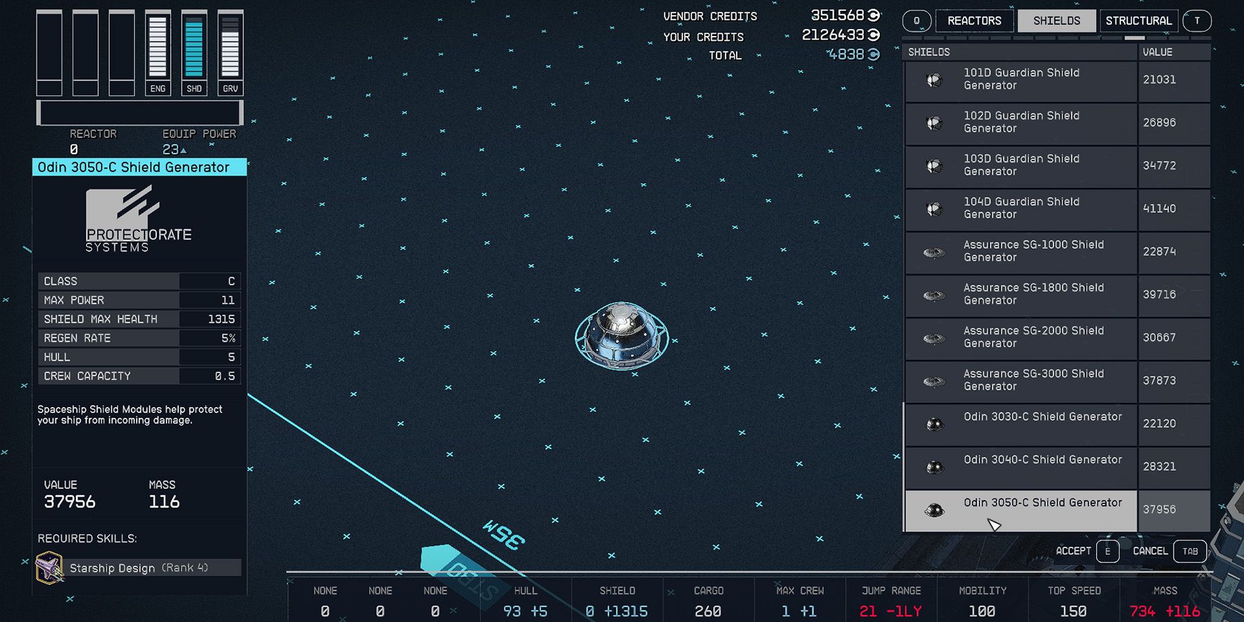 odin 3050-c shield generator in starfield