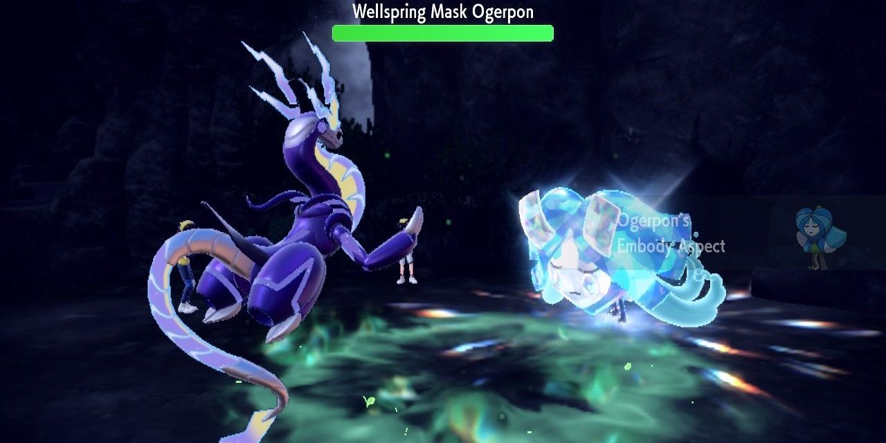 máscara de fuente ogerpon Pokémon máscara escarlata y violeta verde azulado nuevas habilidades