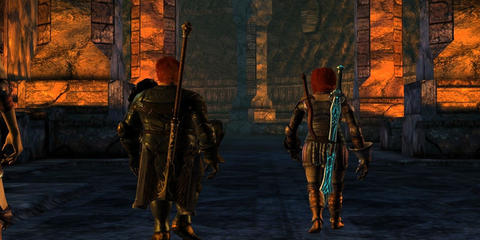 Oghren and Brosca Warden enter the Deep Roads in Dragon Age: Origins