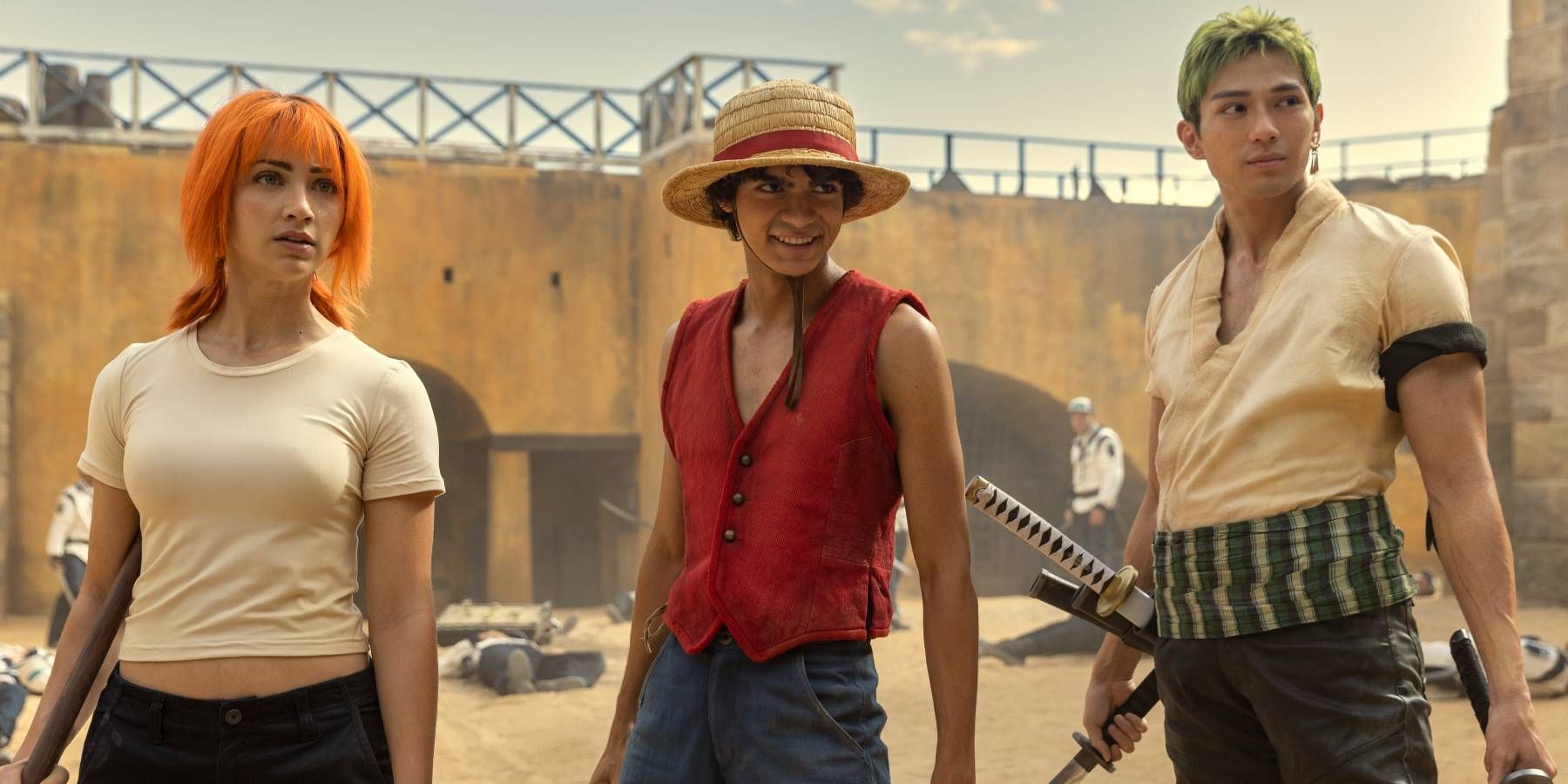 Nami, Luffy, and Zoro from Netflix's One Piece Adaptation