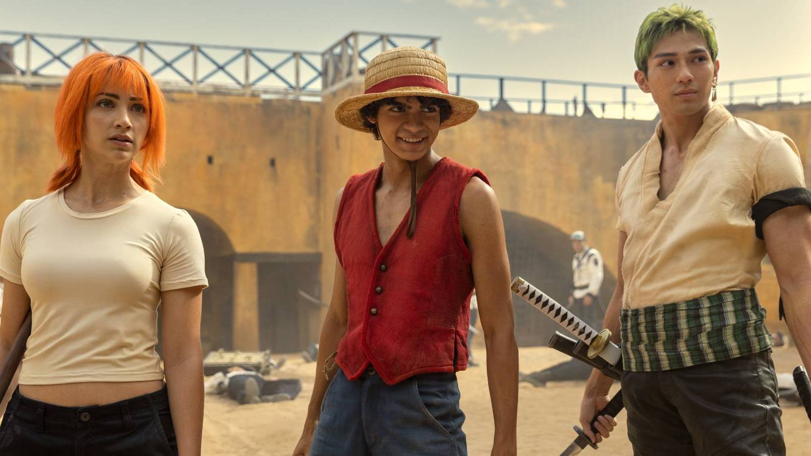 Nami, Luffy, and Zoro from Netflix's One Piece Adaptation