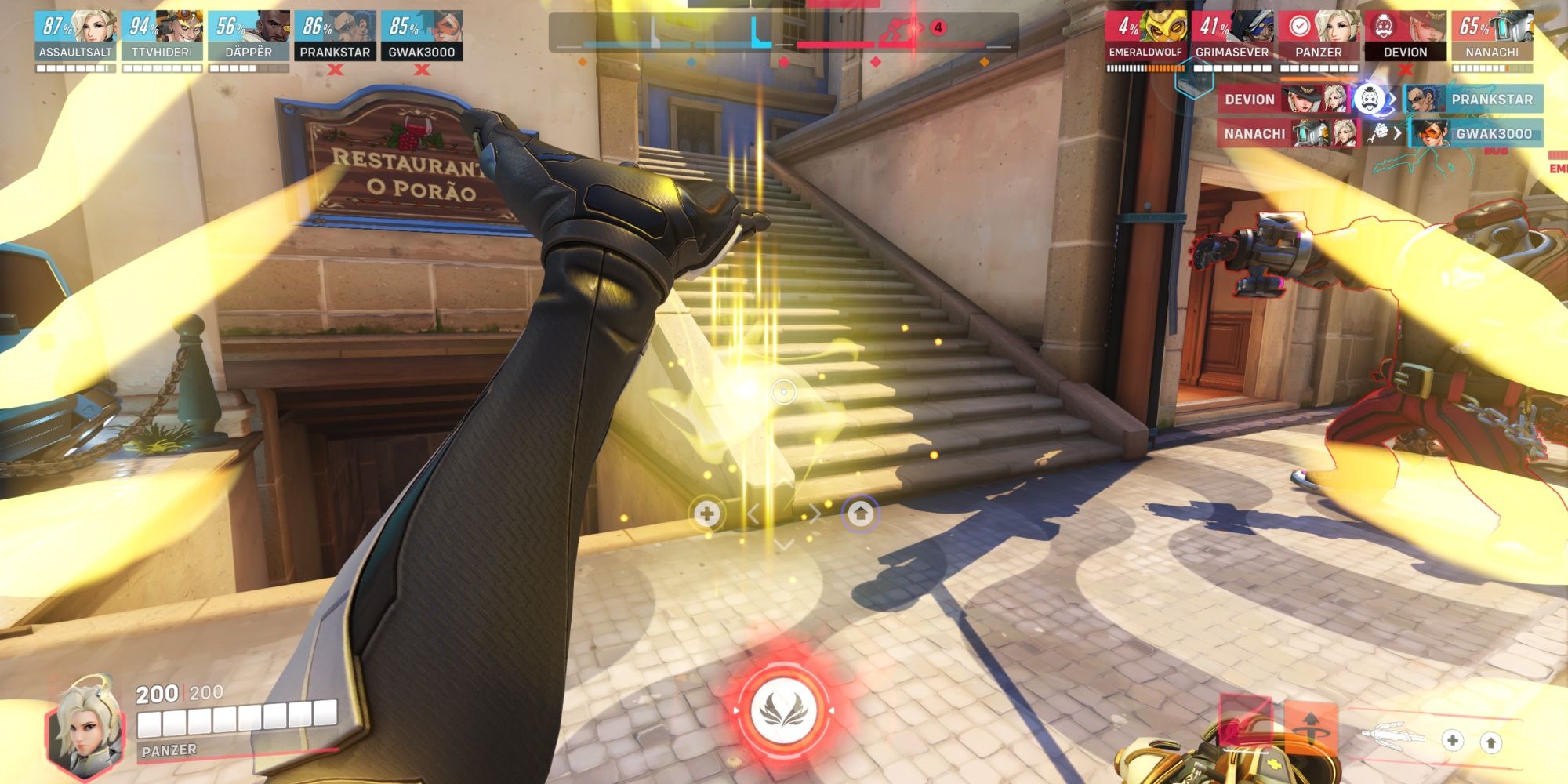 Overwatch 2 Resurrect being used on teammate Ashe.