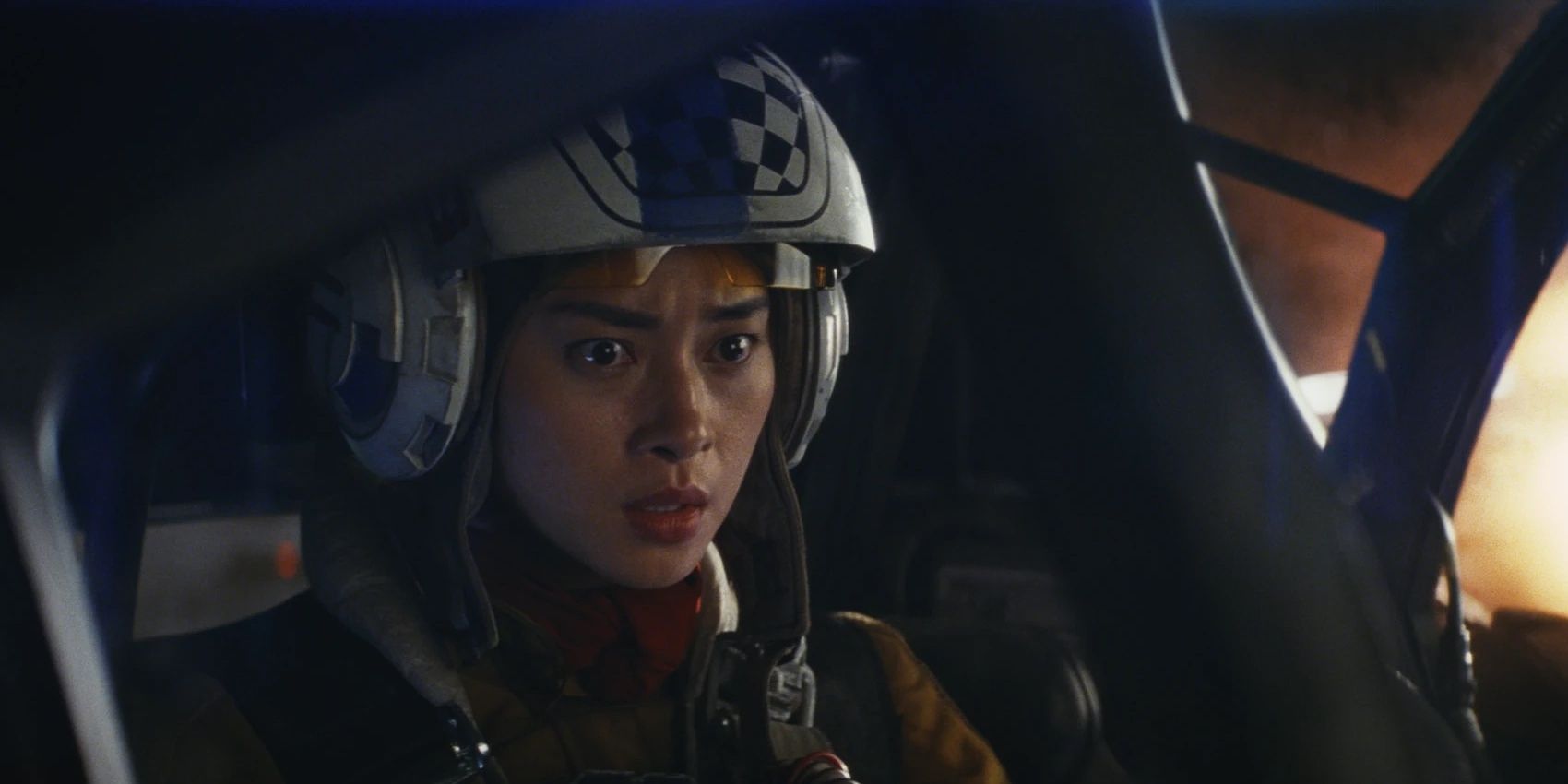 Paige witnessing the devastation of the first order's dreadnought