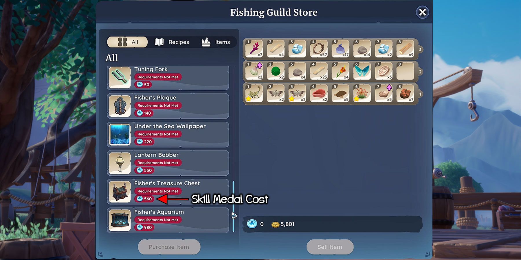 Einar's Fishing Guild store in Palia