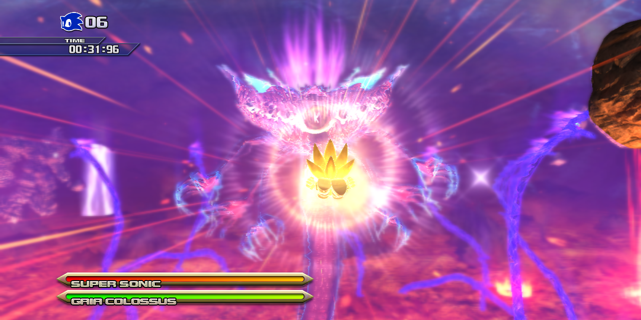 Super Sonic engages Perfect Dark Gaia