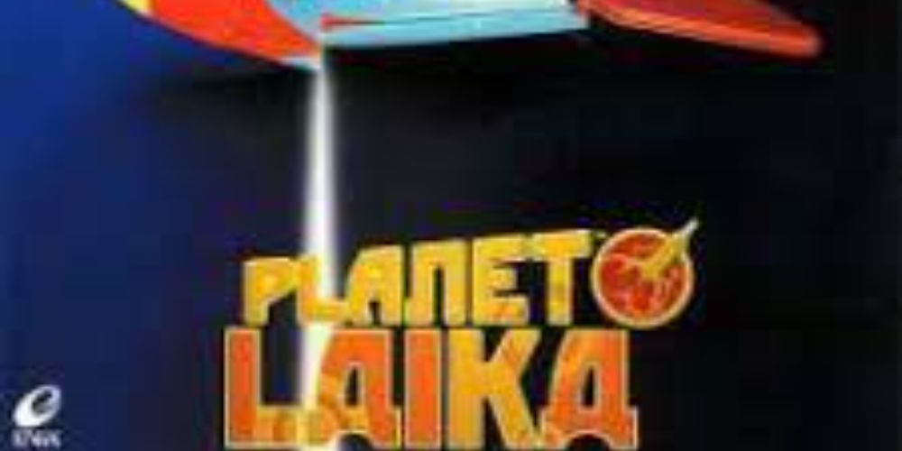 Planet Laika game cover, with the title in yellowy letters and the bottom of a spaceship visible above it