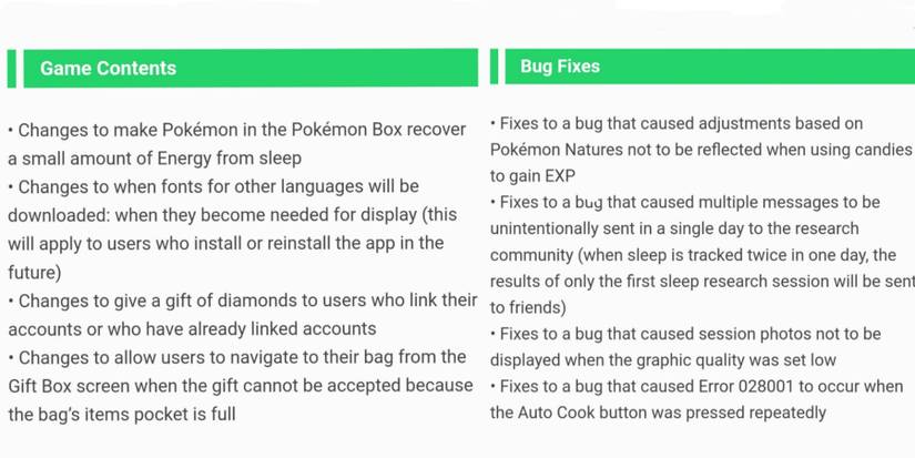 Pokemon sleep version 1.0.9 update energy fix