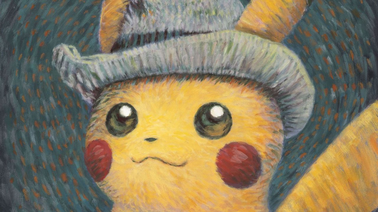 Pokemon x Van Gogh Museum Collaboration Pikachu with Grey Felt Hat Promo Card-1