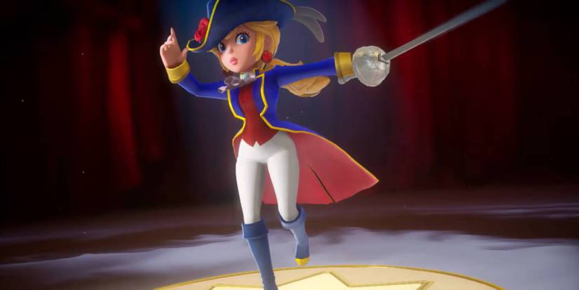 Princess Peach becoming Swordfighter Peach in Princess Peach Showtime