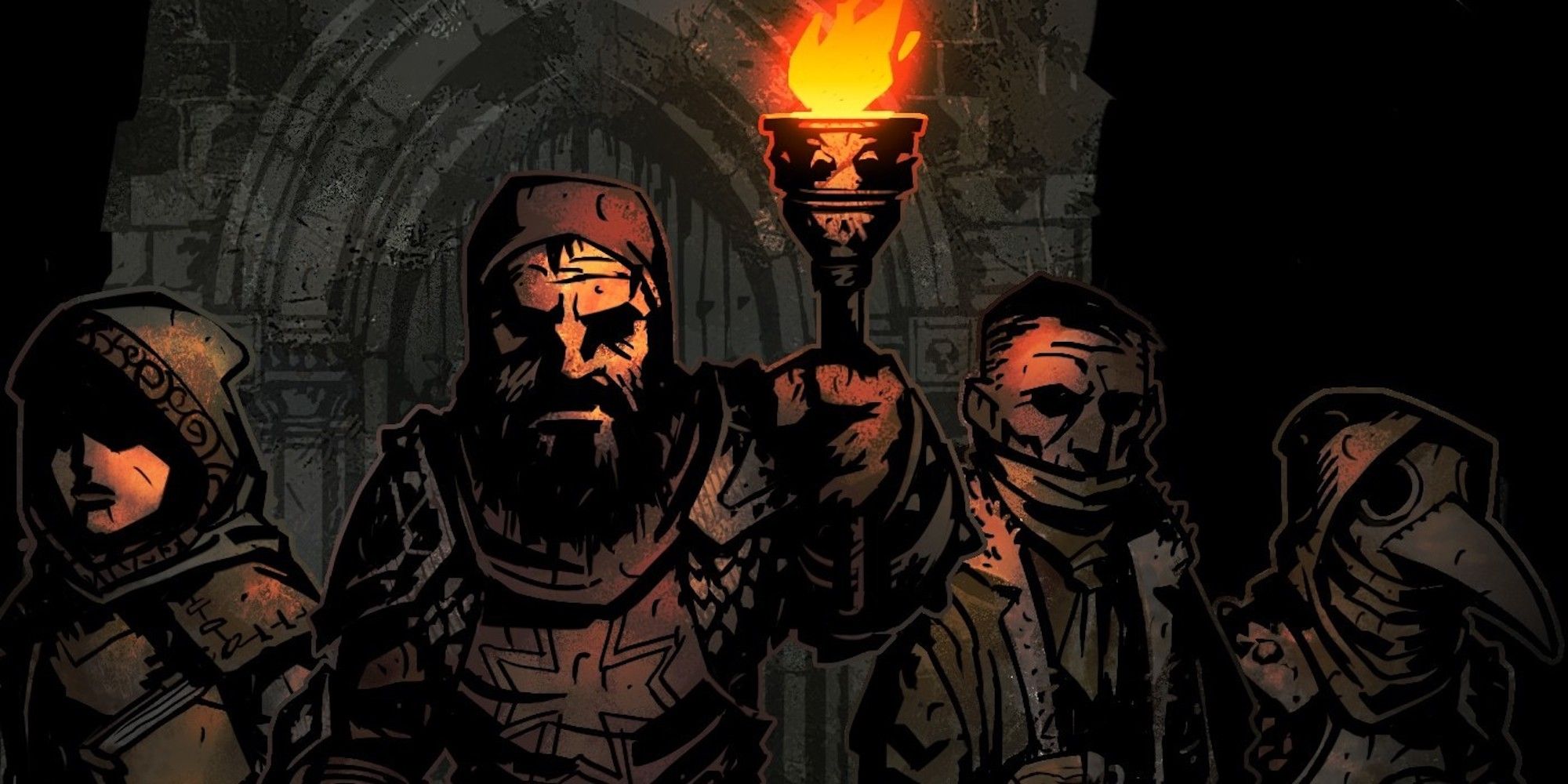 Promo art featuring characters in Darkest Dungeon