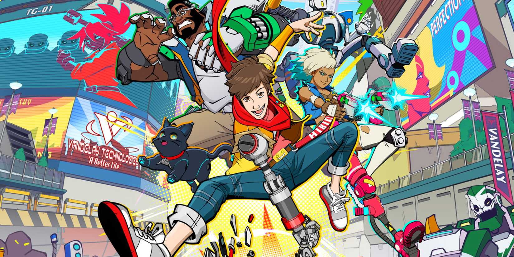 Promo art featuring characters in Hi-Fi Rush