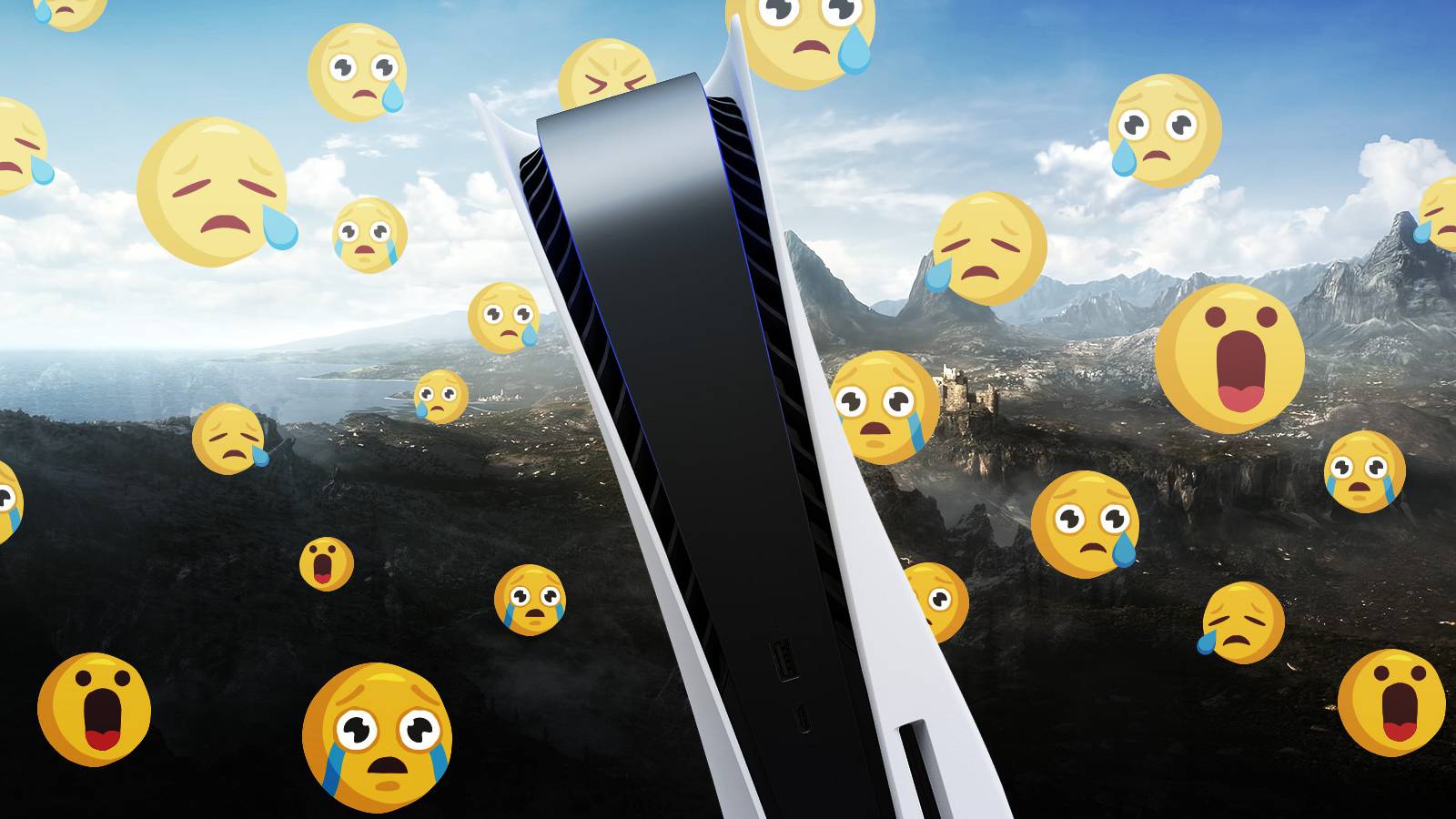 ps5 with crying emojis