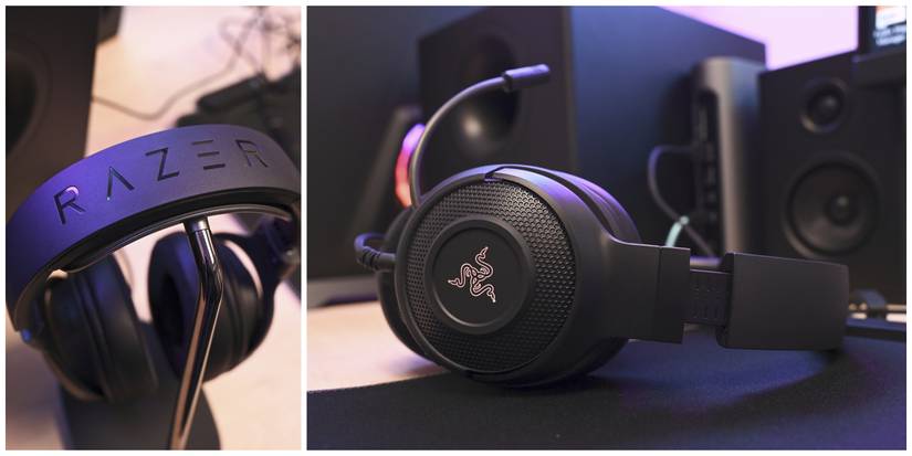 Razer Krake V3 X Headset from above and Razer Kraken V3X laying on a desk