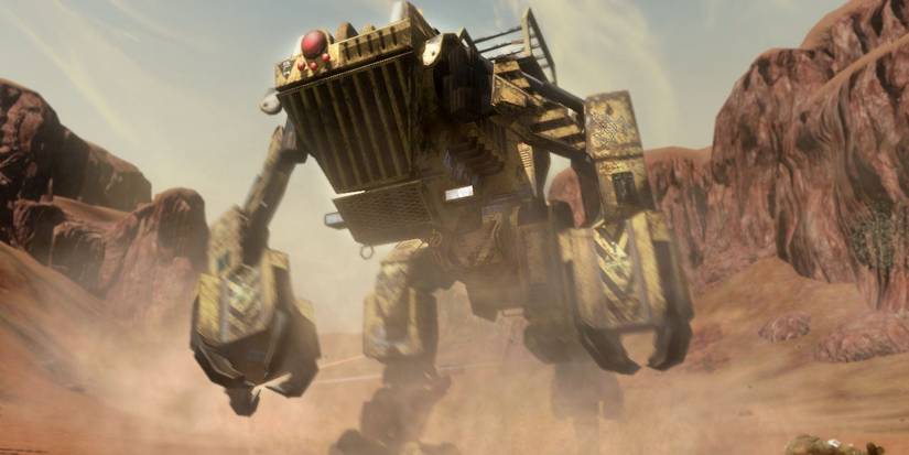 A mech running on the surface of Mars in Red Faction Guerrilla
