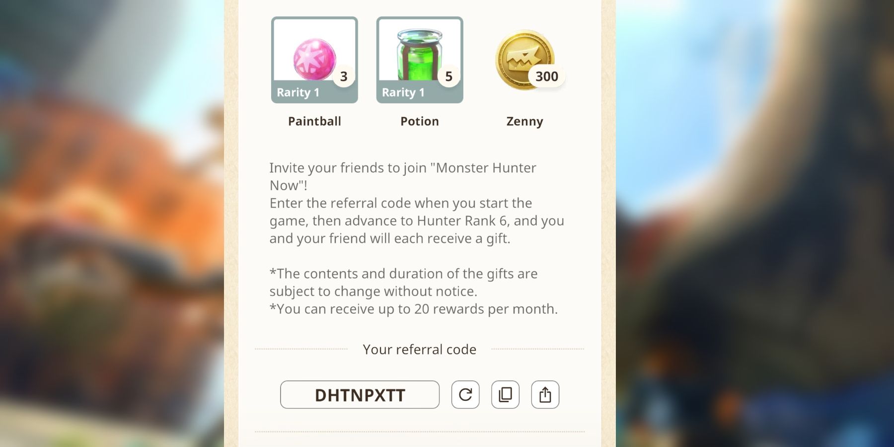 referral code monster hunter now
