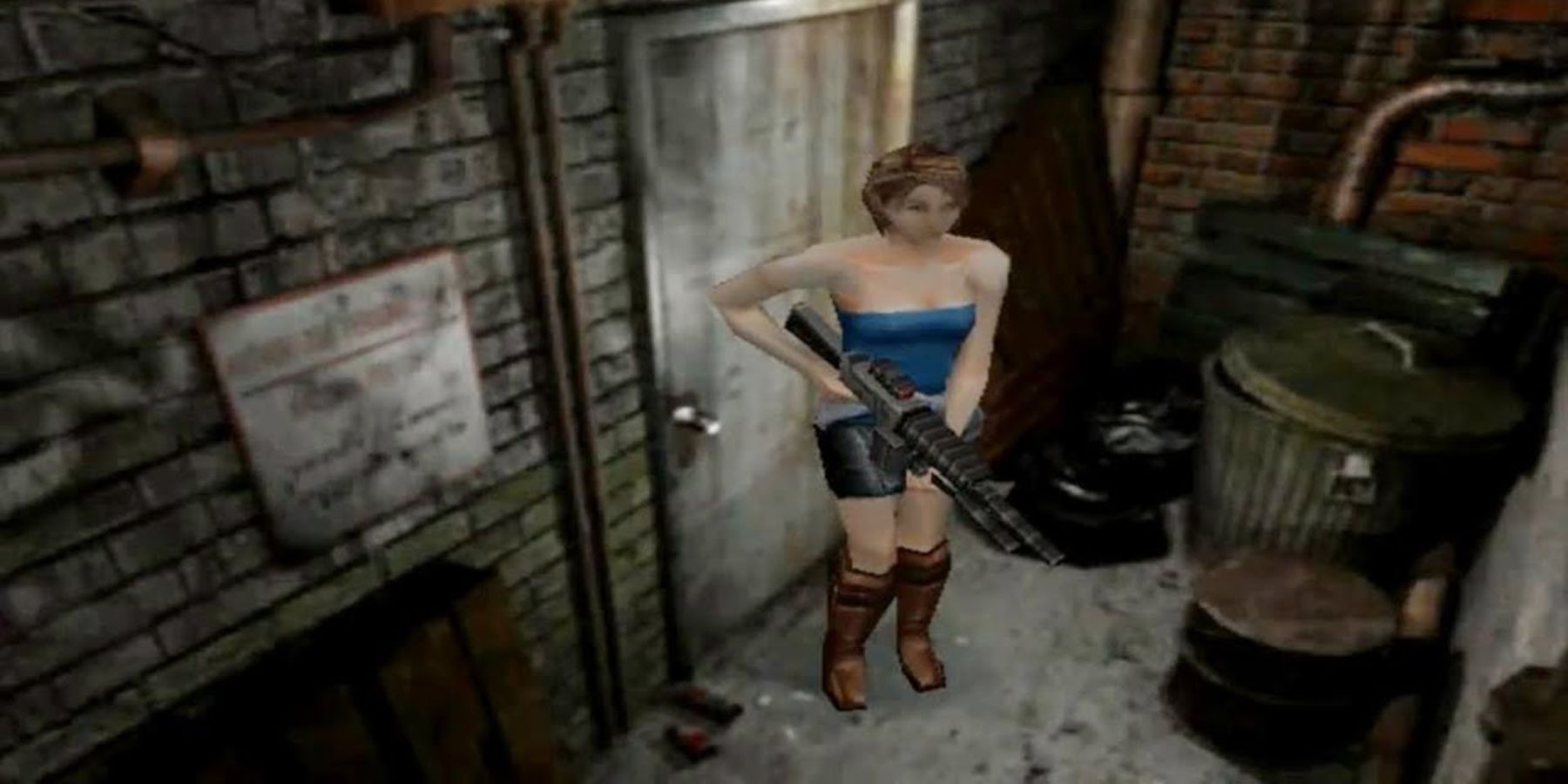 Jill Valentine coming out of a safe room