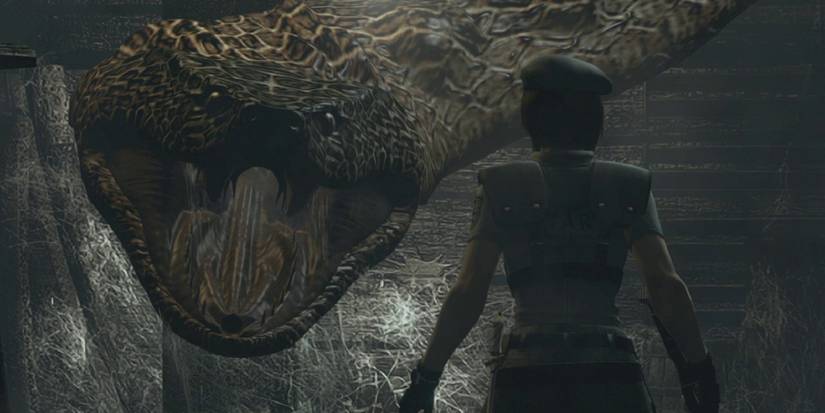 Jill facing the giant snake Yawn