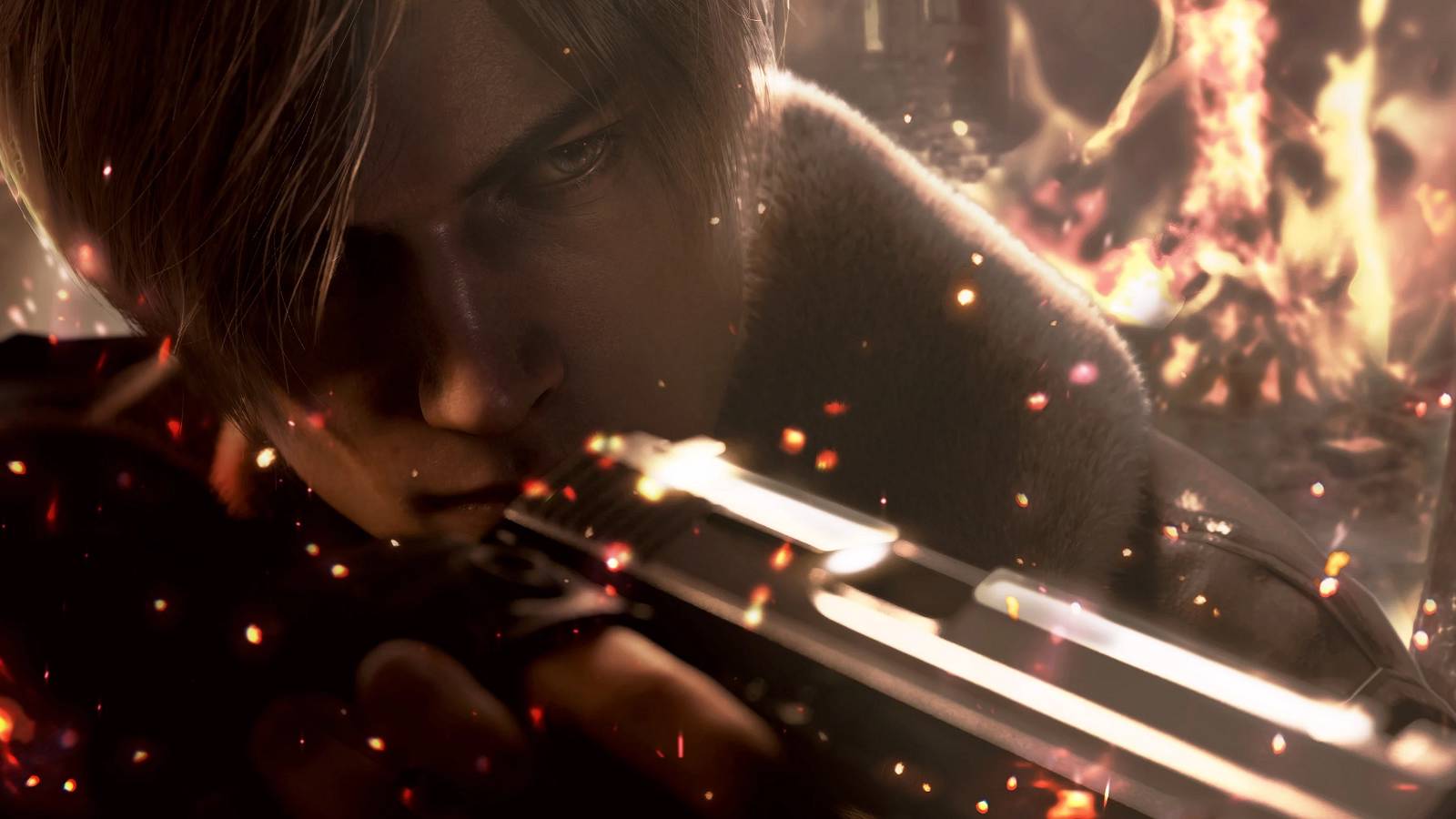 resident evil 4 remake leon with gun