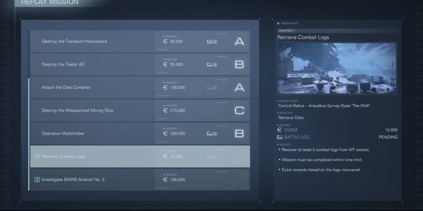 Retrive Combat Logs mission in Armored Core 6 Fires of Rubicon