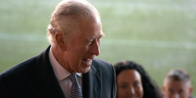 King Charles III laughing Welcome to Wrexham series