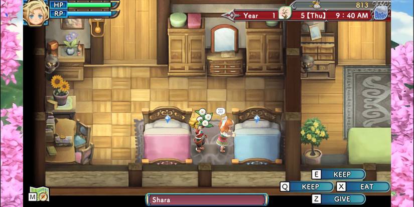 Giving a gift in Rune Factory 3: Special.