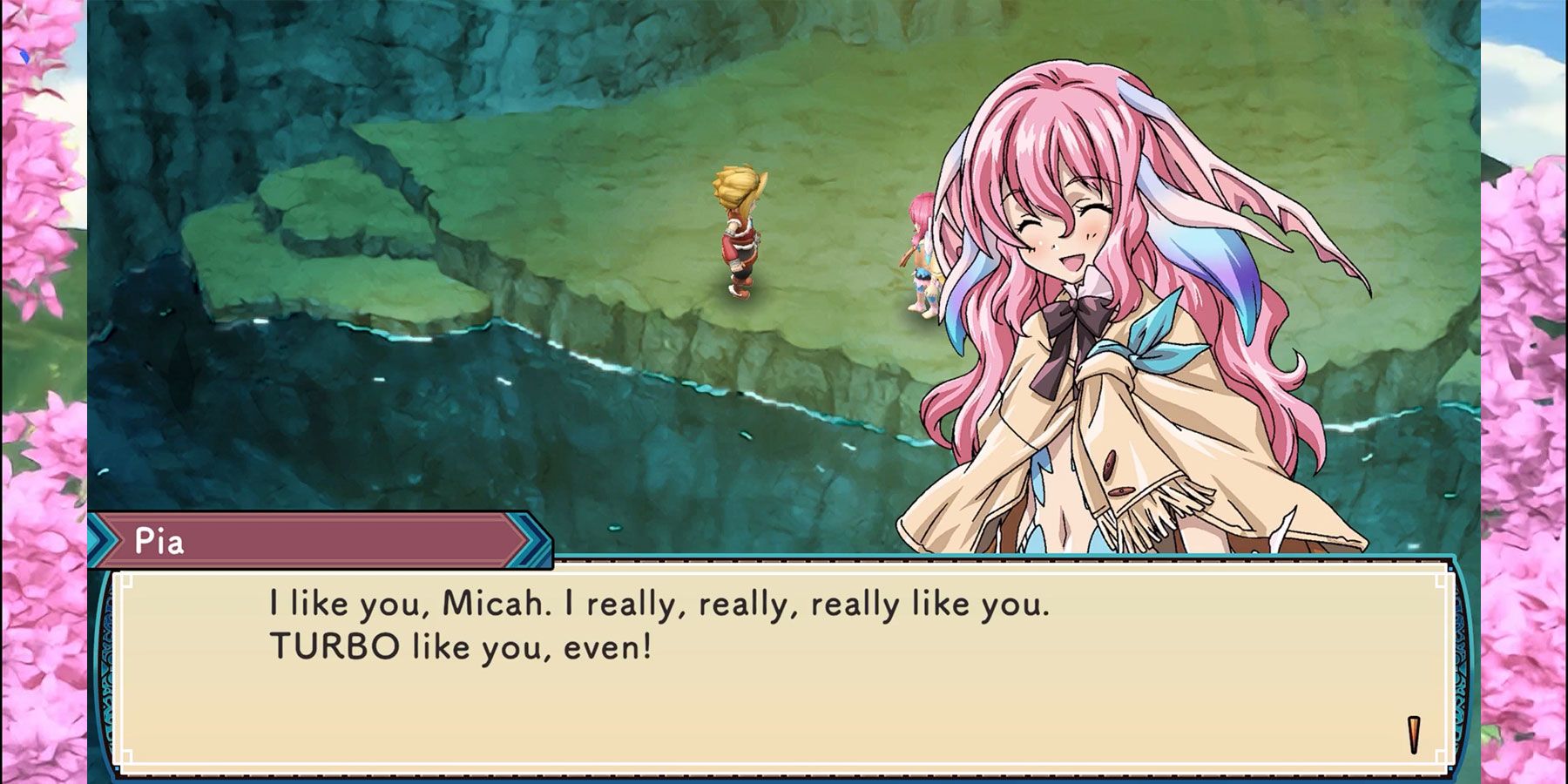 Micah romance with Pia in Rune Factory 3: Special.