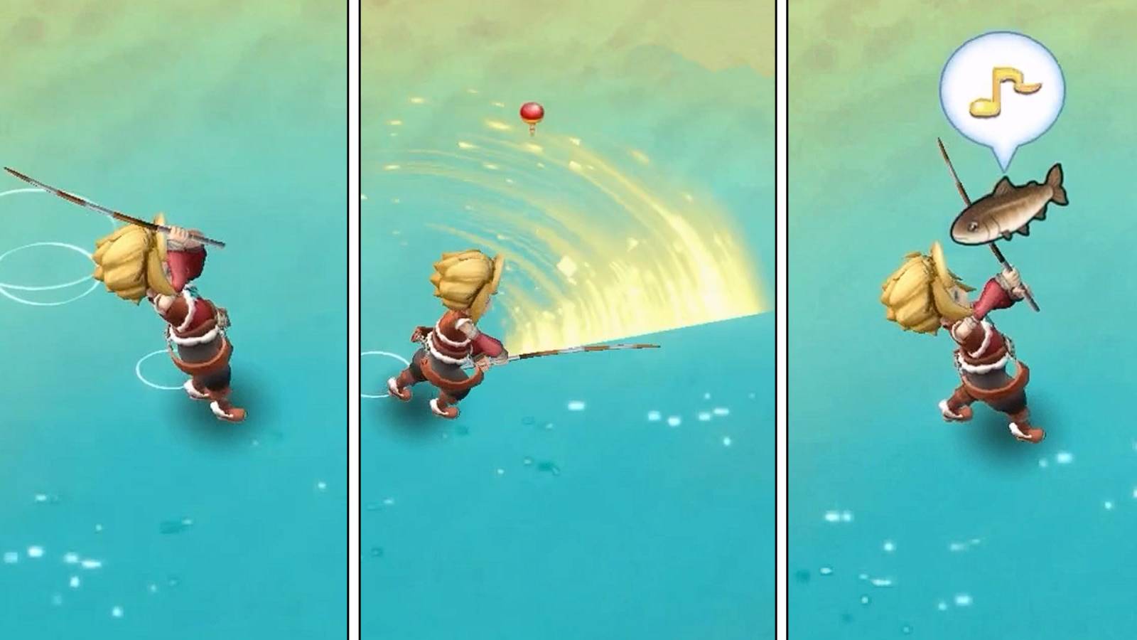 Catching fish in Rune Factory 3: Special.