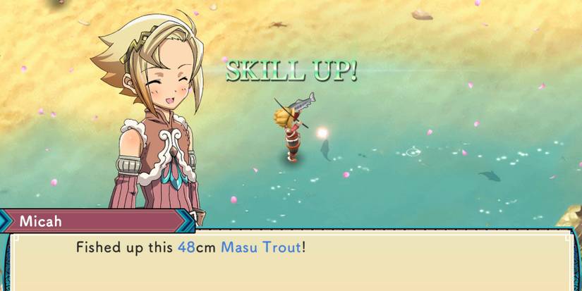 Catching fish in Rune Factory 3: Special.